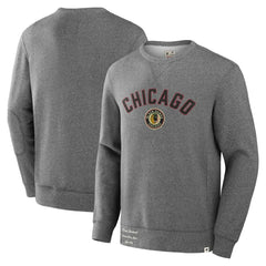 NHL Heather Gray Chicago Blackhawks Fanatics Decades Collection Legendary Fleece Pullover Sweatshirt