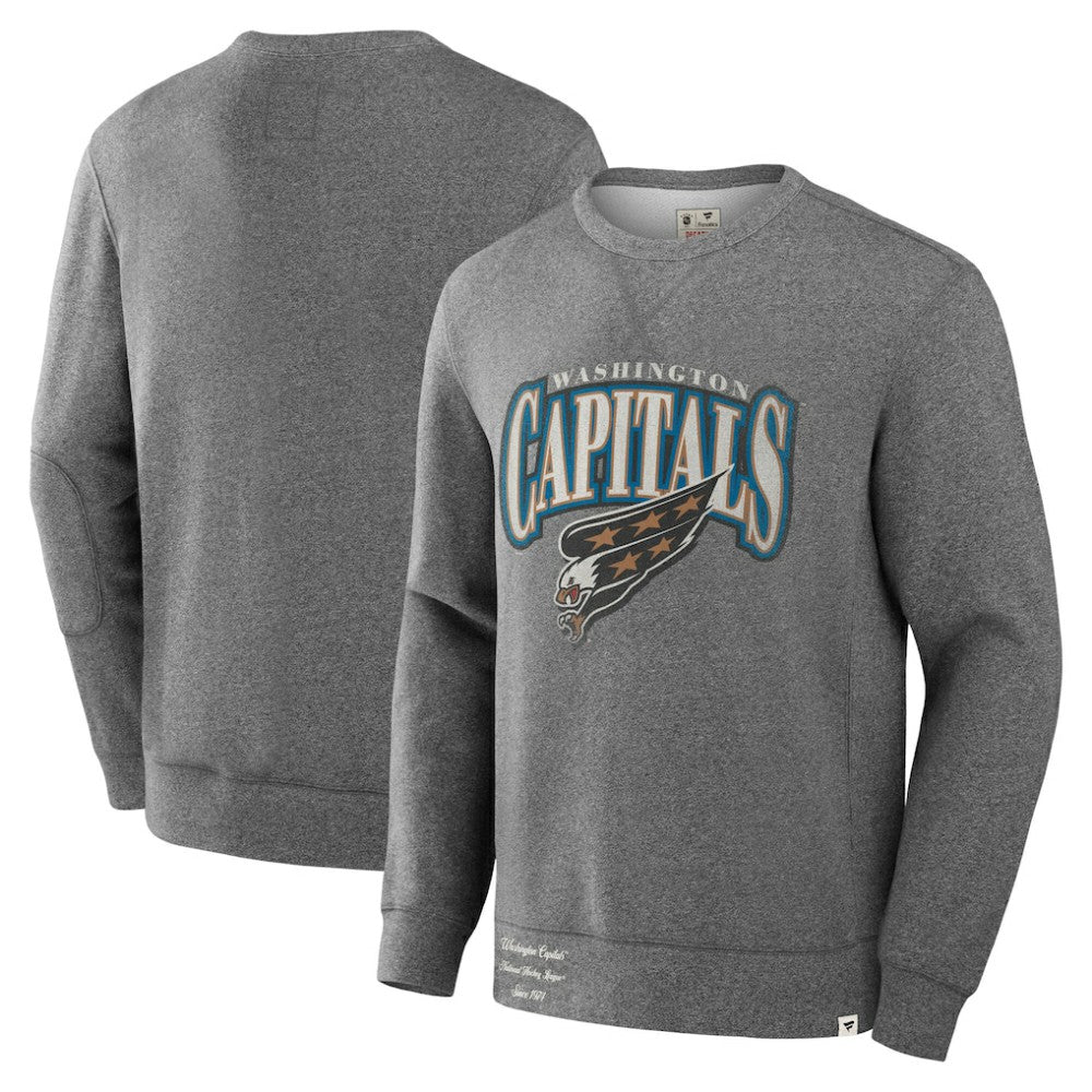 NHL Heather Gray Washington Capitals Fanatics Decades Collection Legendary Fleece Pullover Sweatshirt