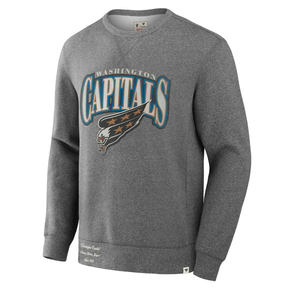 NHL Heather Gray Washington Capitals Fanatics Decades Collection Legendary Fleece Pullover Sweatshirt