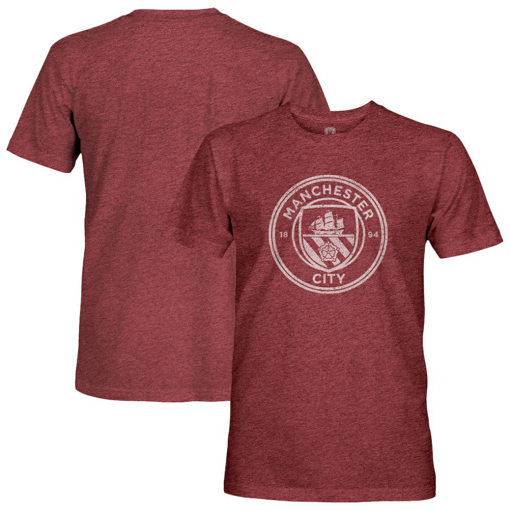 Manchester City 1863FC Mono Badge Retro Tri-Blend T-Shirt -  Maroon