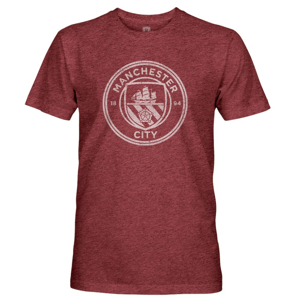 Manchester City 1863FC Mono Badge Retro Tri-Blend T-Shirt -  Maroon
