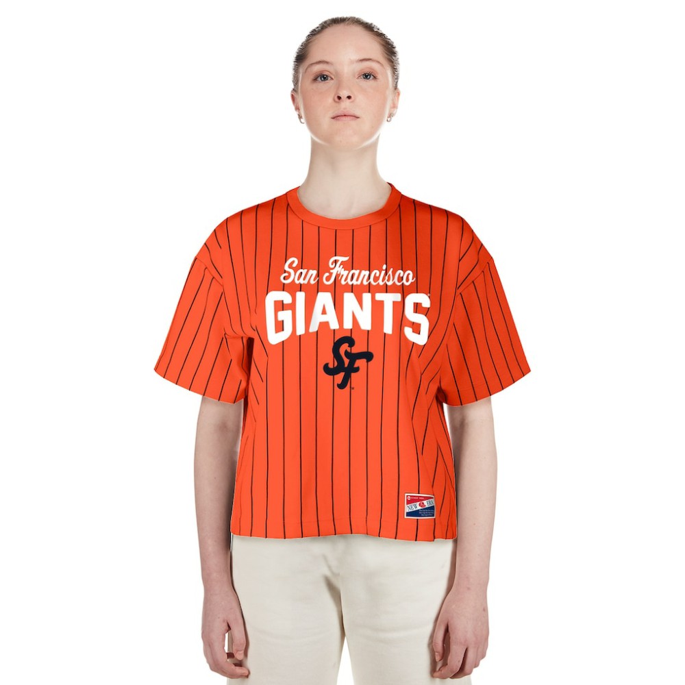 MLB San Francisco Giants New Era Women's 2025 City Connect Boxy Pinstripe T-Shirt