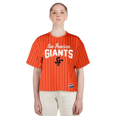 MLB San Francisco Giants New Era Women's 2025 City Connect Boxy Pinstripe T-Shirt