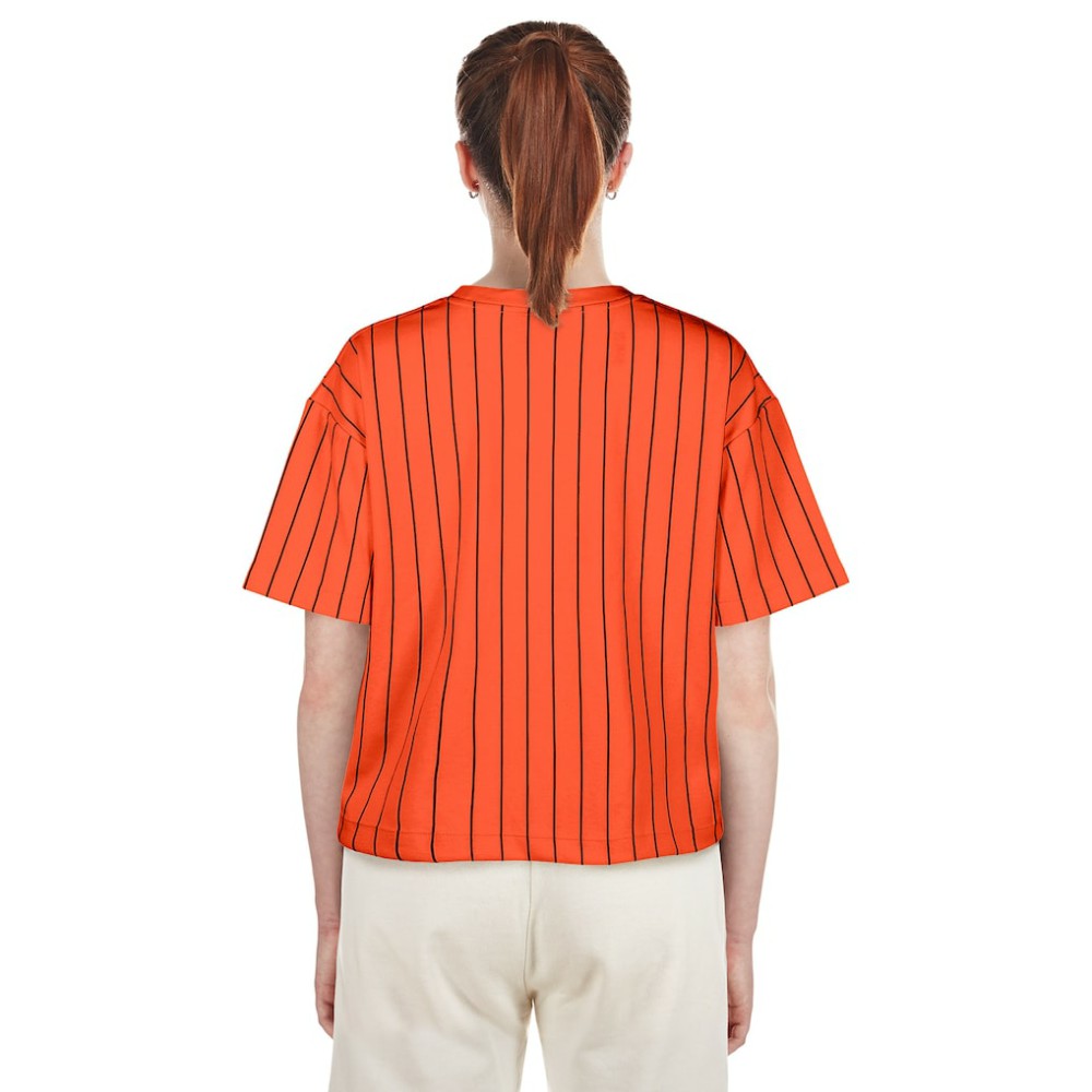 MLB San Francisco Giants New Era Women's 2025 City Connect Boxy Pinstripe T-Shirt