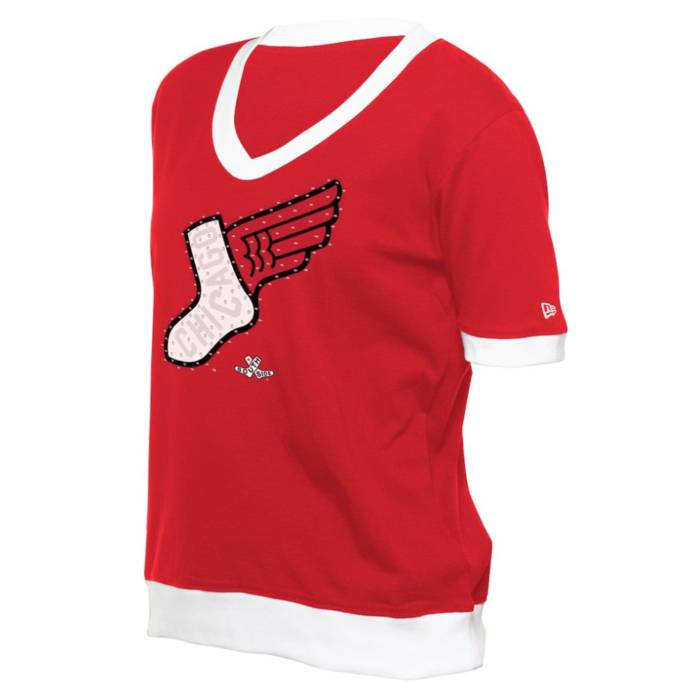 MLB Chicago White Sox New Era Women's 2025 City Connect Rhinestone V-Neck T-Shirt