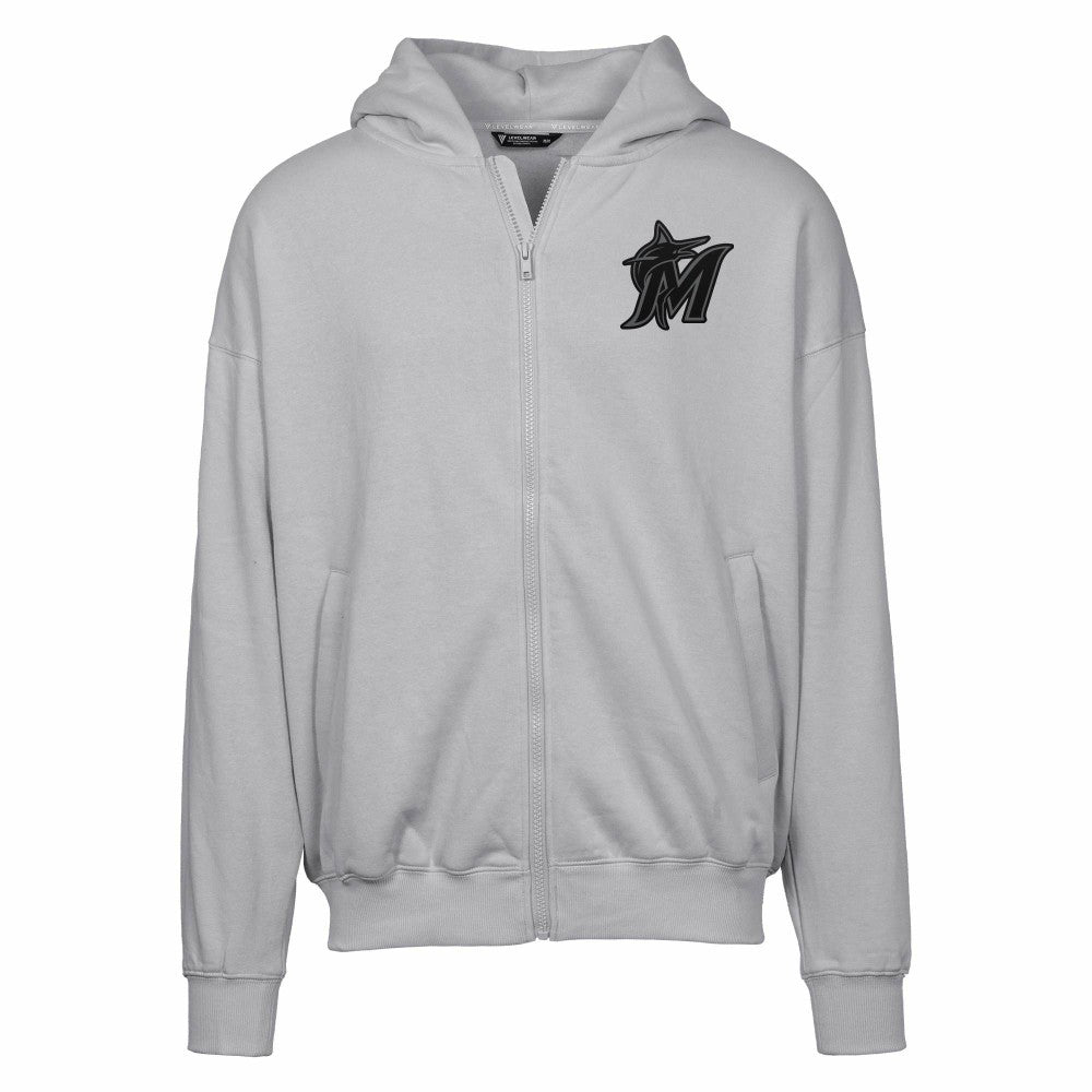 MLB Miami Marlins Levelwear Uphill Abyssal Full-Zip Hoodie