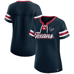 Women's Iconic Bling Athena Lace-Up V-Neck T-Shirt - Houston Texans