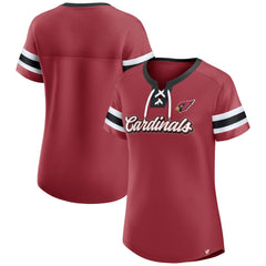 Women's Iconic Bling Athena Lace-Up V-Neck T-Shirt - Arizona Cardinals