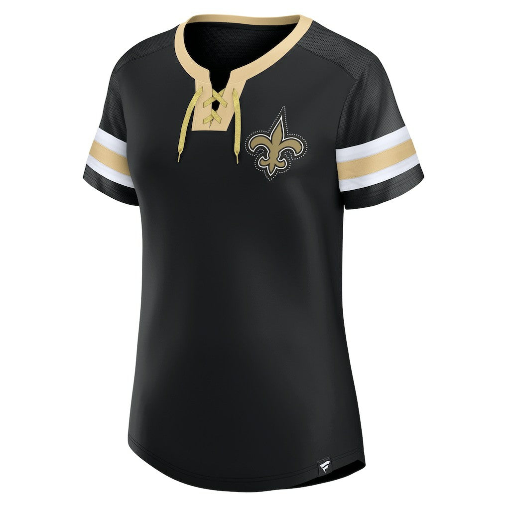 Women's Bling Athena Jersey Style Lace-up T-Shirt - New Orleans Saints