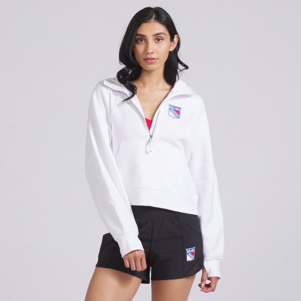 NHL White|White New York Rangers lululemon Women's Scuba Oversized Half-Zip Hoodie
