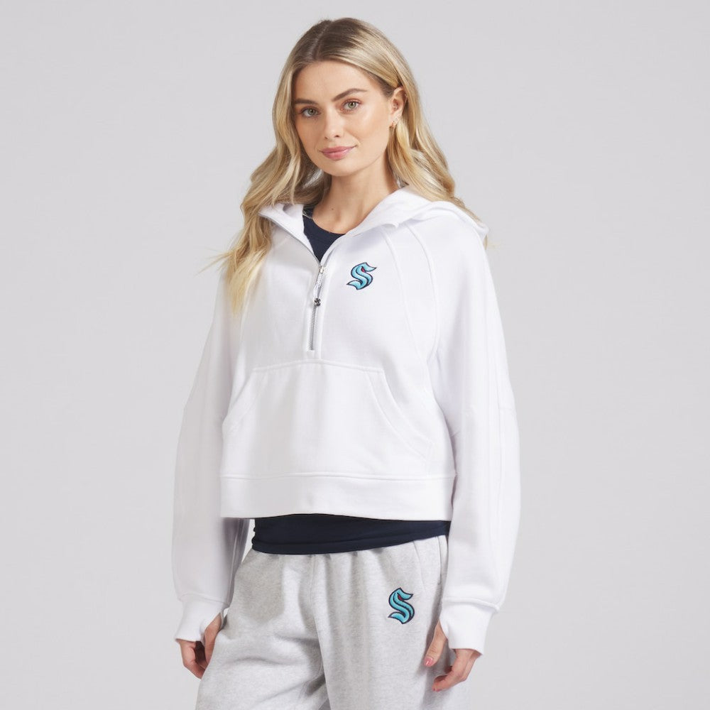 NHL White|White Seattle Kraken lululemon Women's Scuba Oversized Half-Zip Hoodie