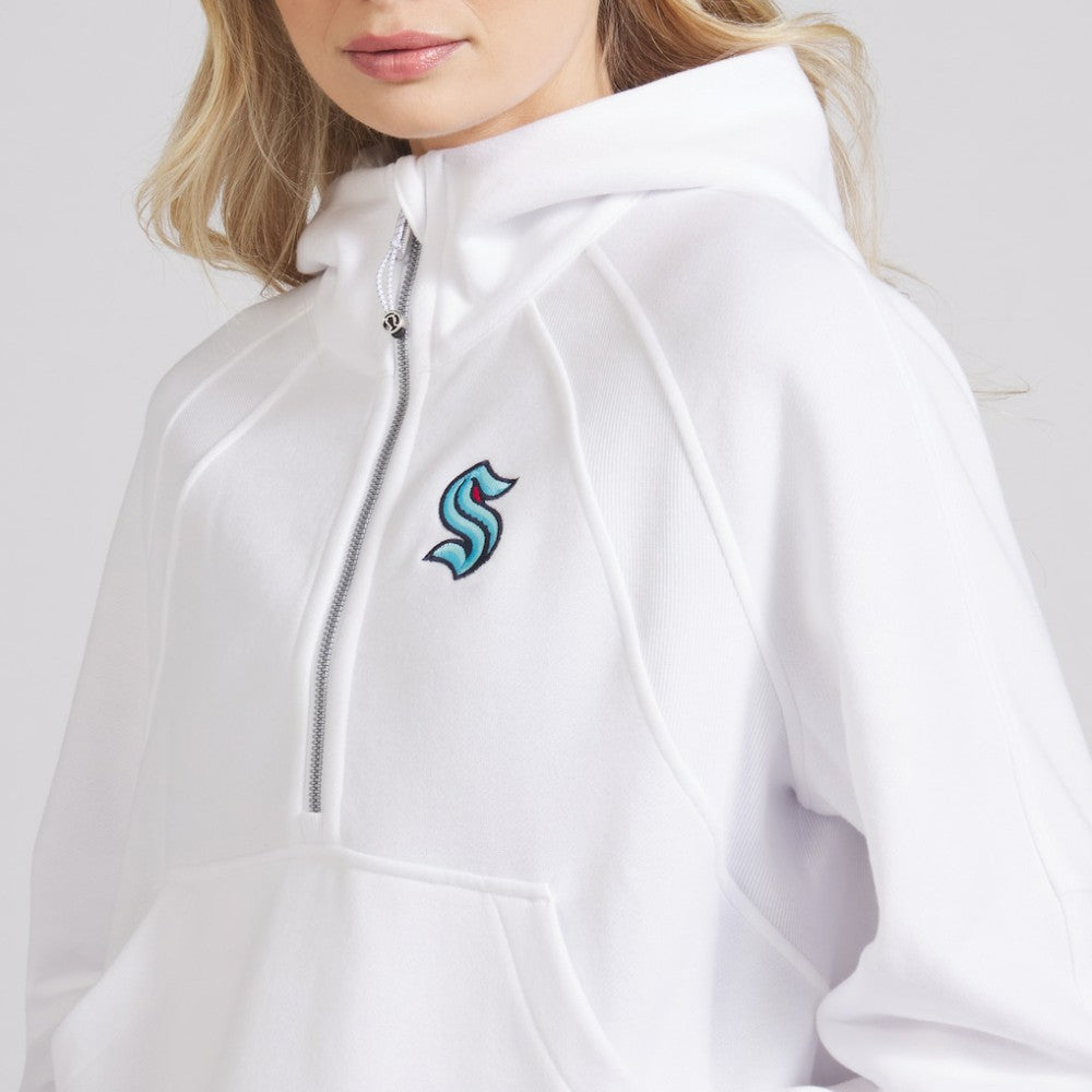 NHL White|White Seattle Kraken lululemon Women's Scuba Oversized Half-Zip Hoodie
