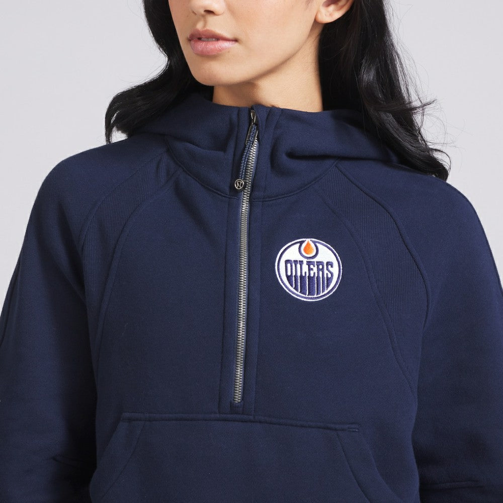 NHL True Navy|True Navy Edmonton Oilers lululemon Women's Scuba Oversized Half-Zip Hoodie
