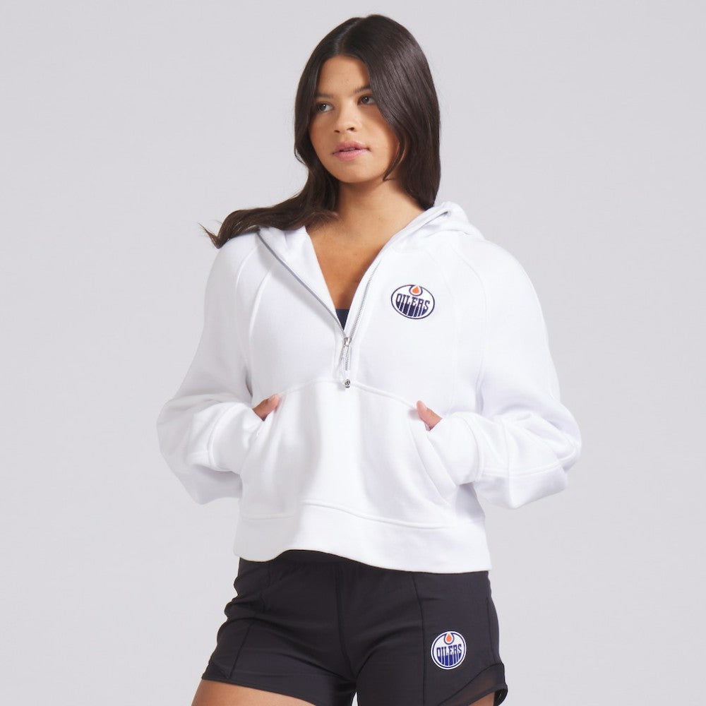NHL White|White Edmonton Oilers lululemon Women's Scuba Oversized Half-Zip Hoodie