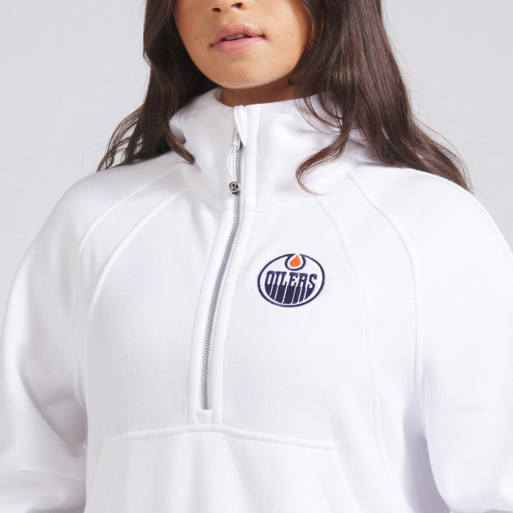 NHL White|White Edmonton Oilers lululemon Women's Scuba Oversized Half-Zip Hoodie