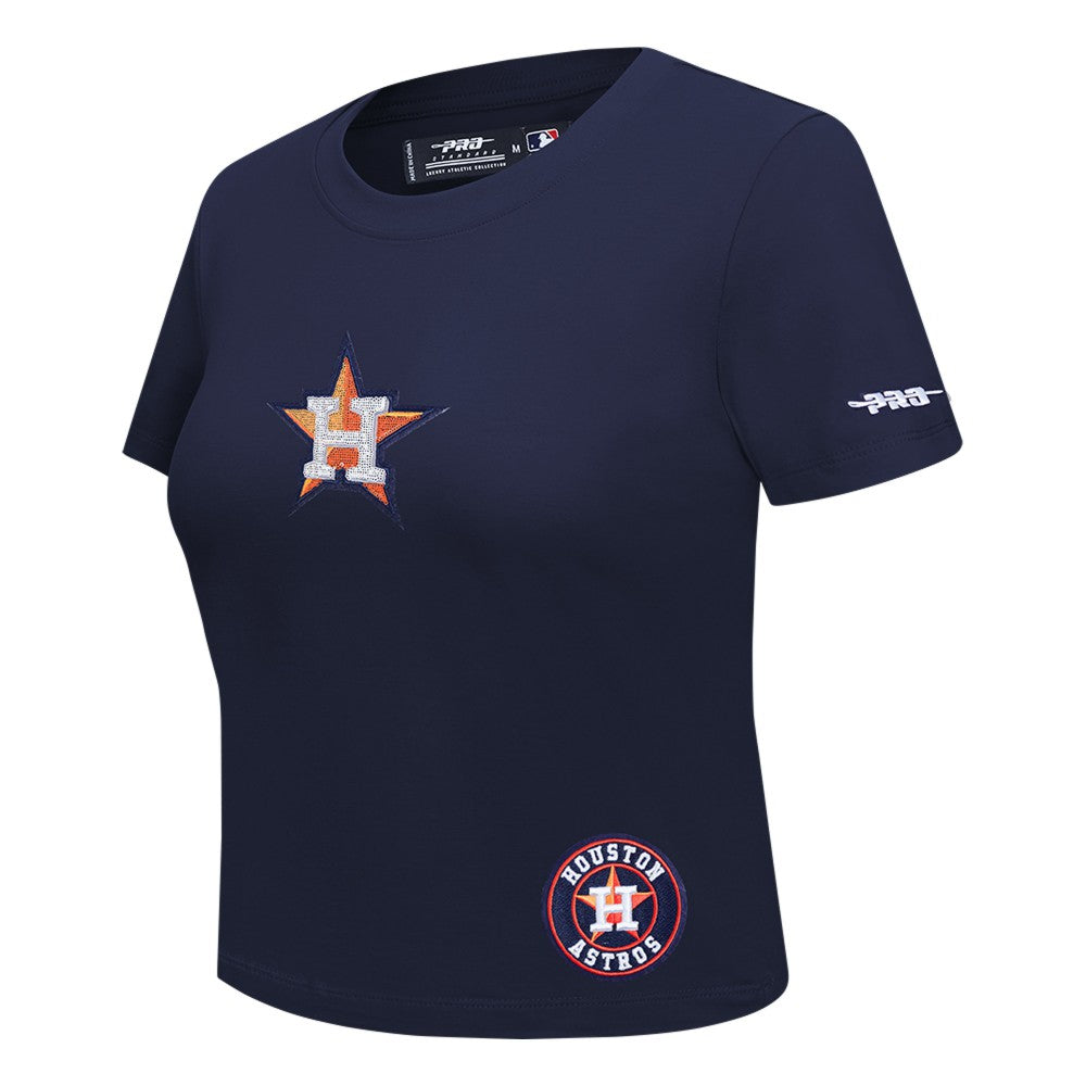 MLB Houston Astros Pro Standard Women's Game Day Classics Baby Doll Cropped T-Shirt