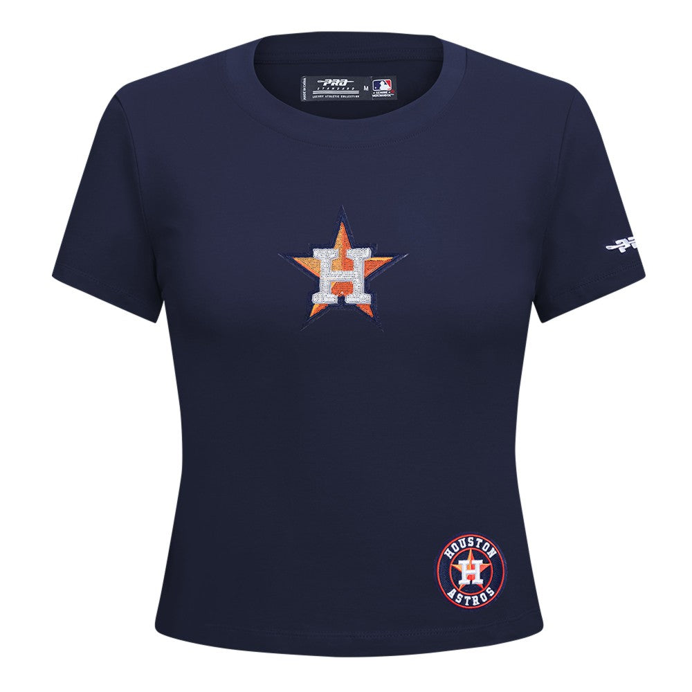 MLB Houston Astros Pro Standard Women's Game Day Classics Baby Doll Cropped T-Shirt
