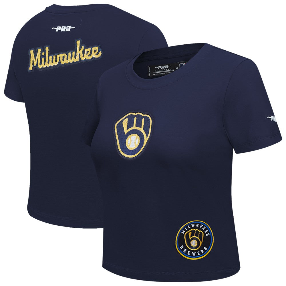 MLB Milwaukee Brewers Pro Standard Women's Game Day Classics Baby Doll Cropped T-Shirt