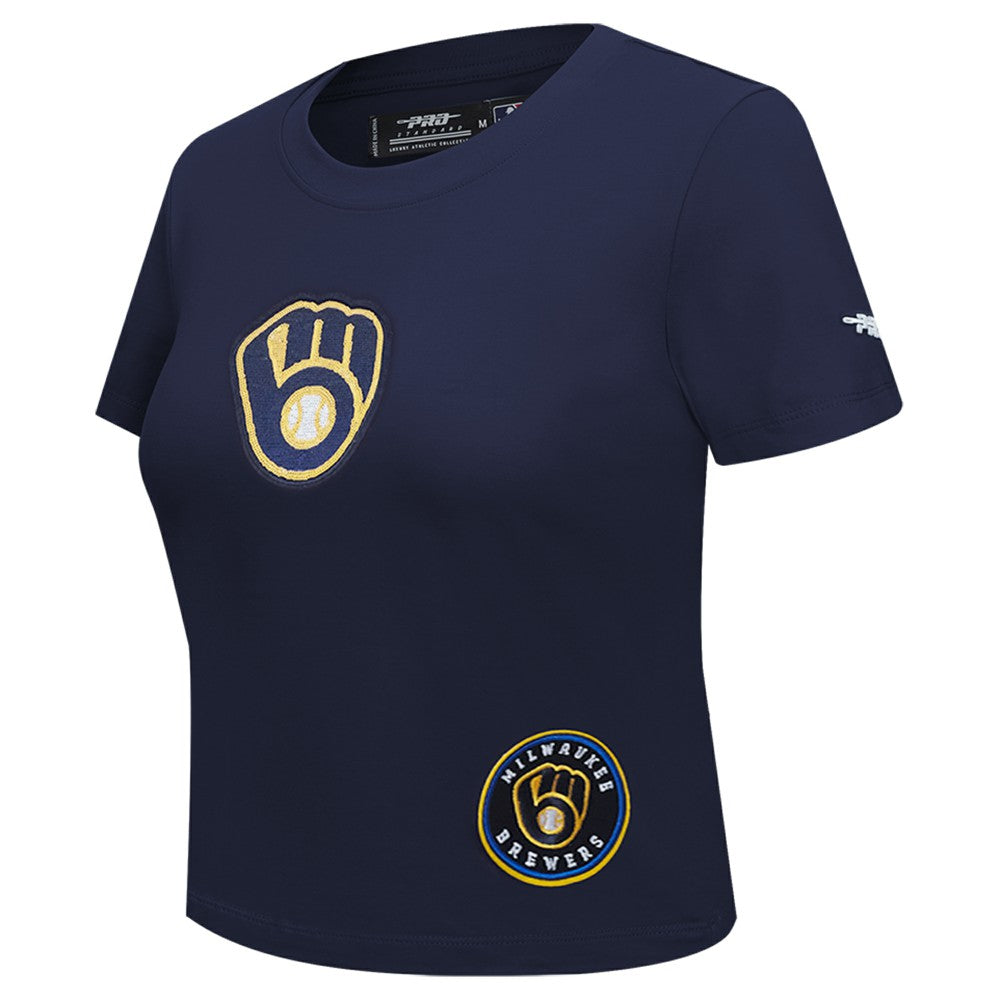 MLB Milwaukee Brewers Pro Standard Women's Game Day Classics Baby Doll Cropped T-Shirt