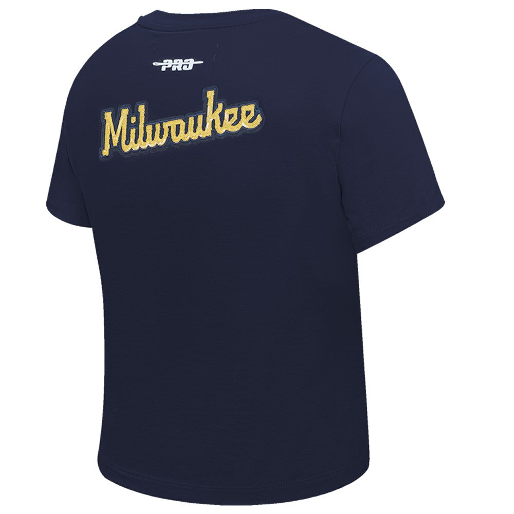 MLB Milwaukee Brewers Pro Standard Women's Game Day Classics Baby Doll Cropped T-Shirt