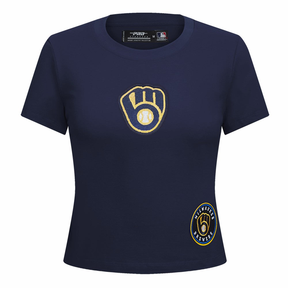 MLB Milwaukee Brewers Pro Standard Women's Game Day Classics Baby Doll Cropped T-Shirt