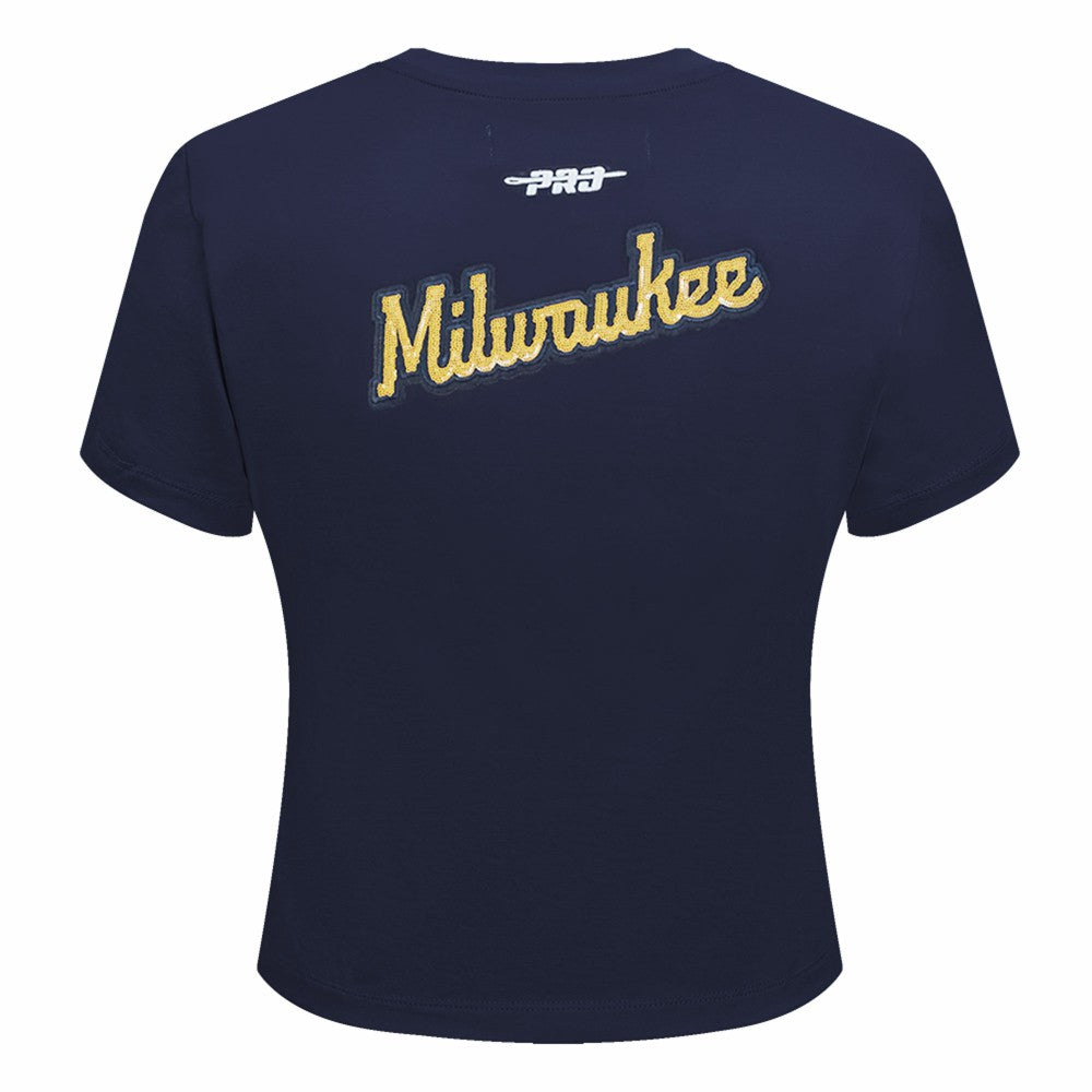 MLB Milwaukee Brewers Pro Standard Women's Game Day Classics Baby Doll Cropped T-Shirt