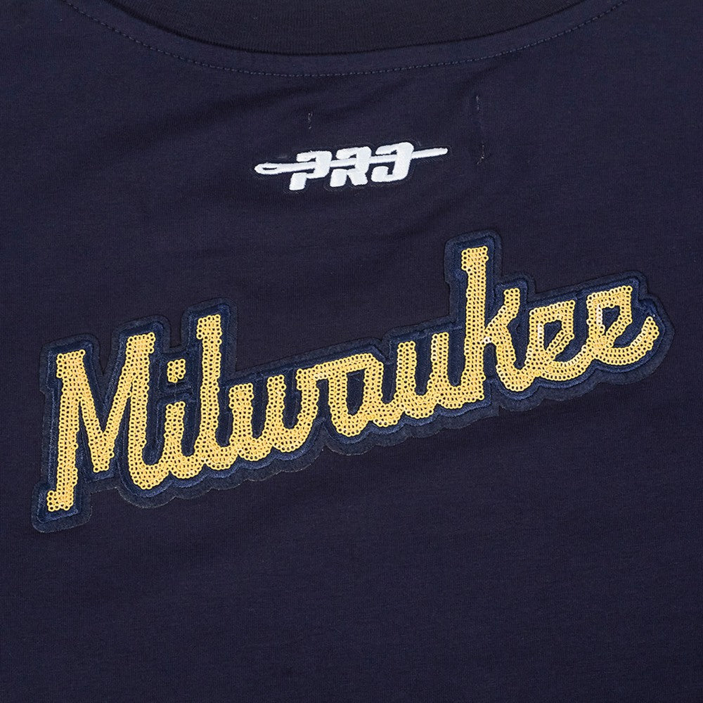 MLB Milwaukee Brewers Pro Standard Women's Game Day Classics Baby Doll Cropped T-Shirt