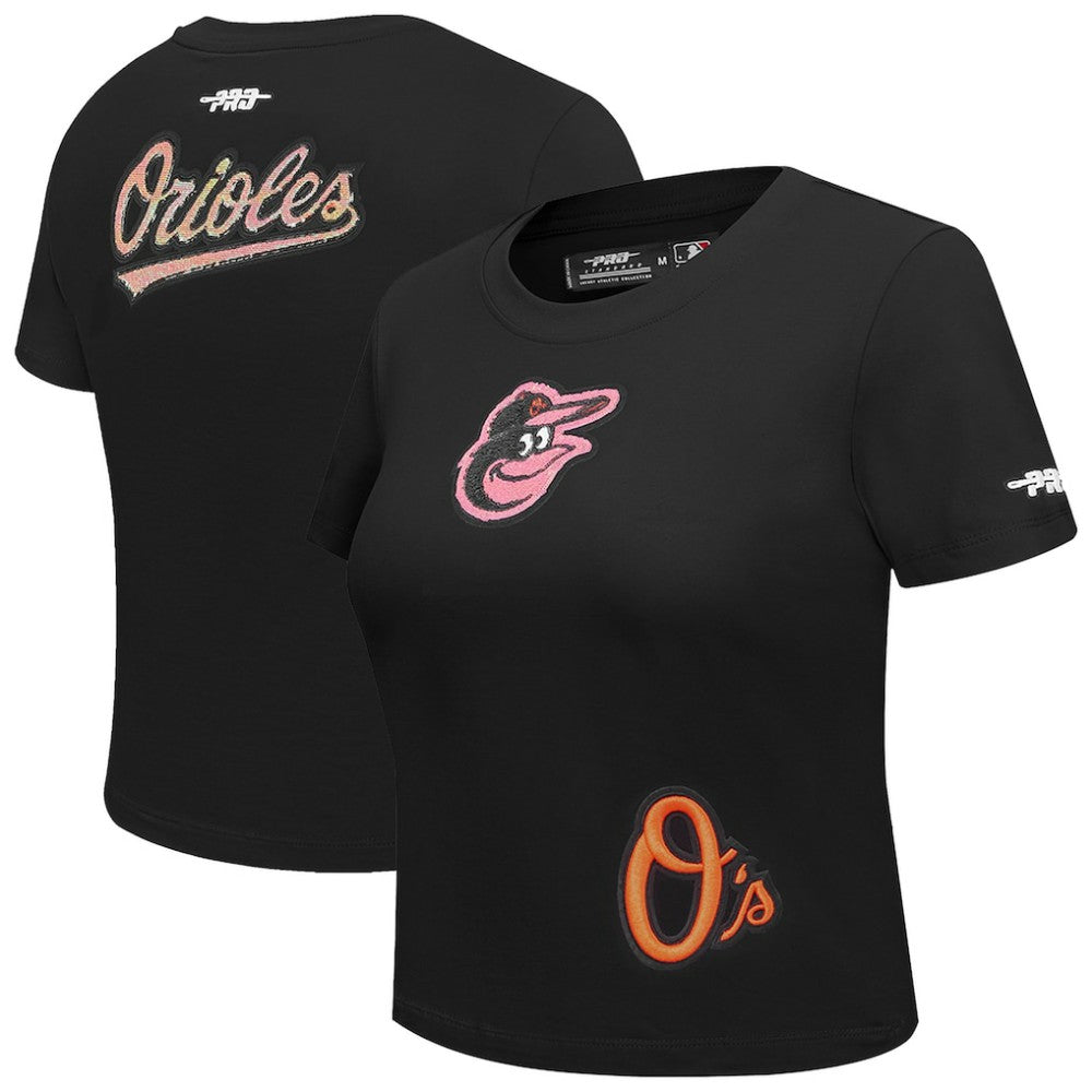 MLB Baltimore Orioles Pro Standard Women's Game Day Classics Baby Doll Cropped T-Shirt
