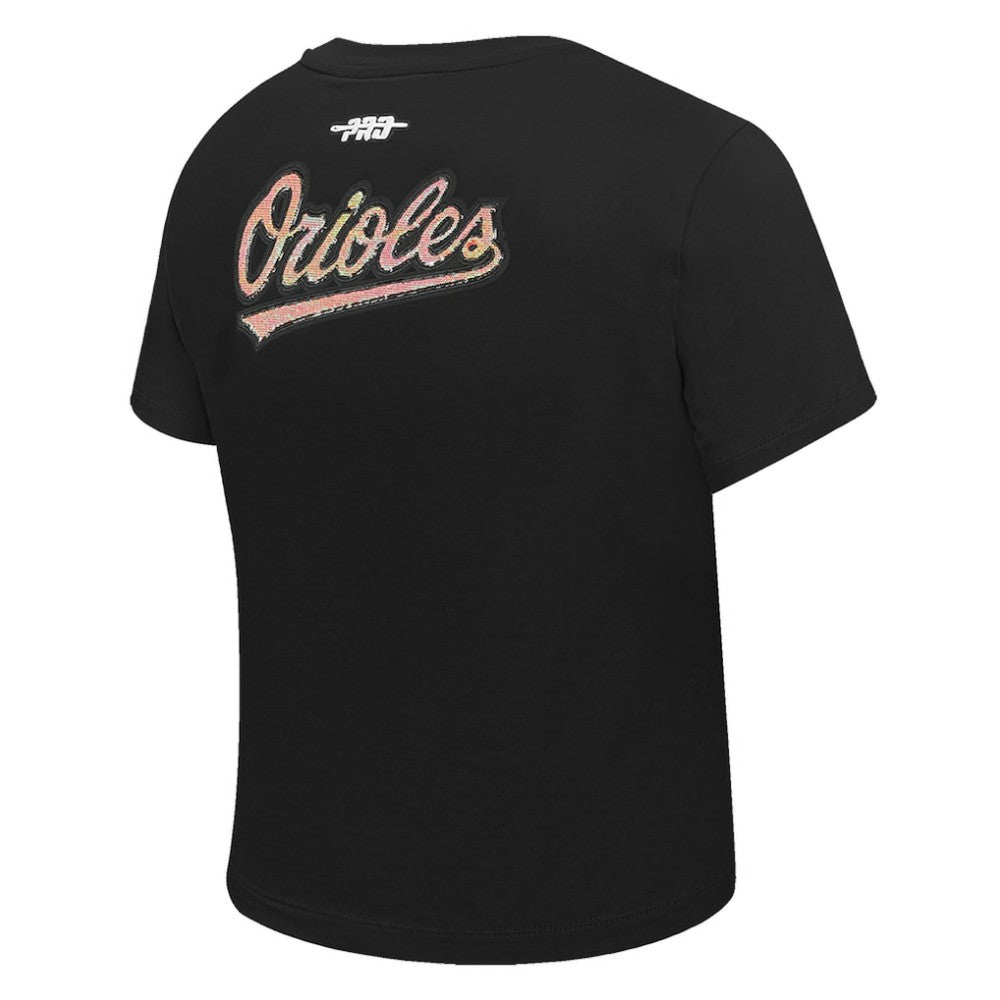 MLB Baltimore Orioles Pro Standard Women's Game Day Classics Baby Doll Cropped T-Shirt