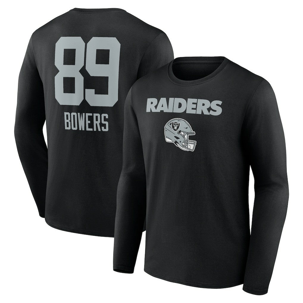 Brock Bowers  Name & Number Team Wordmark Long Sleeve T-Shirt - Las Vegas Raiders