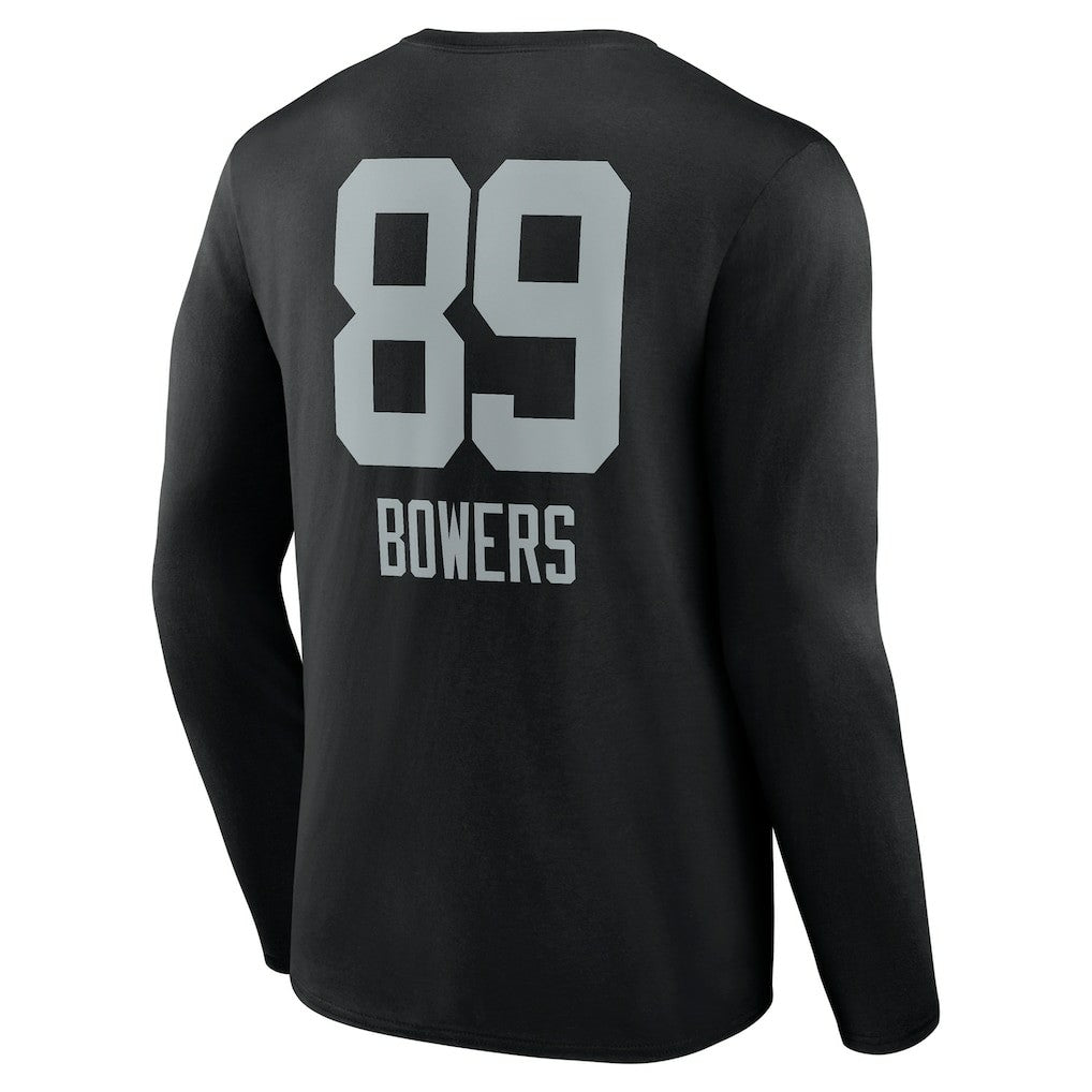 Brock Bowers  Name & Number Team Wordmark Long Sleeve T-Shirt - Las Vegas Raiders