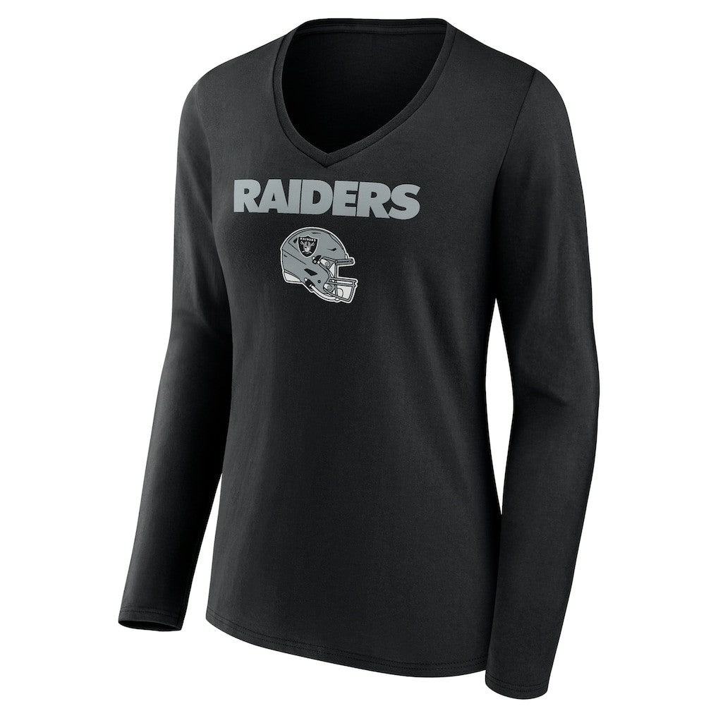 Brock Bowers  Women's Name & Number Team Wordmark Long Sleeve V-Neck T-Shirt - Las Vegas Raiders