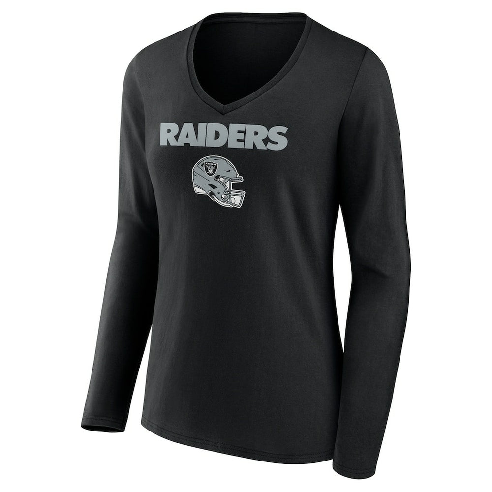 Brock Bowers  Women's Name & Number Team Wordmark Long Sleeve V-Neck T-Shirt - Las Vegas Raiders