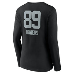 Brock Bowers  Women's Name & Number Team Wordmark Long Sleeve V-Neck T-Shirt - Las Vegas Raiders