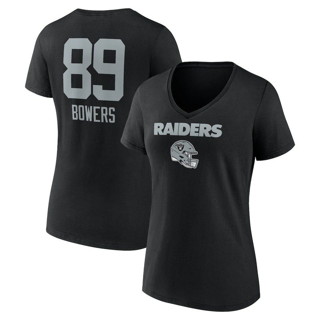 Brock Bowers  Women's Name & Number Team Wordmark V-Neck T-Shirt - Las Vegas Raiders
