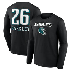Saquon Barkley  Name & Number Team Wordmark Long Sleeve T-Shirt - Philadelphia Eagles