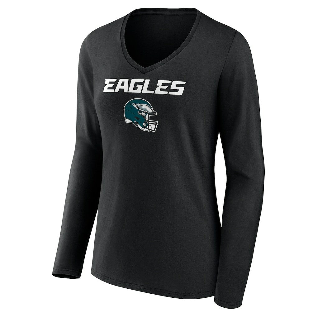 Saquon Barkley  Women's Name & Number Team Wordmark Long Sleeve V-Neck T-Shirt - Philadelphia Eagles