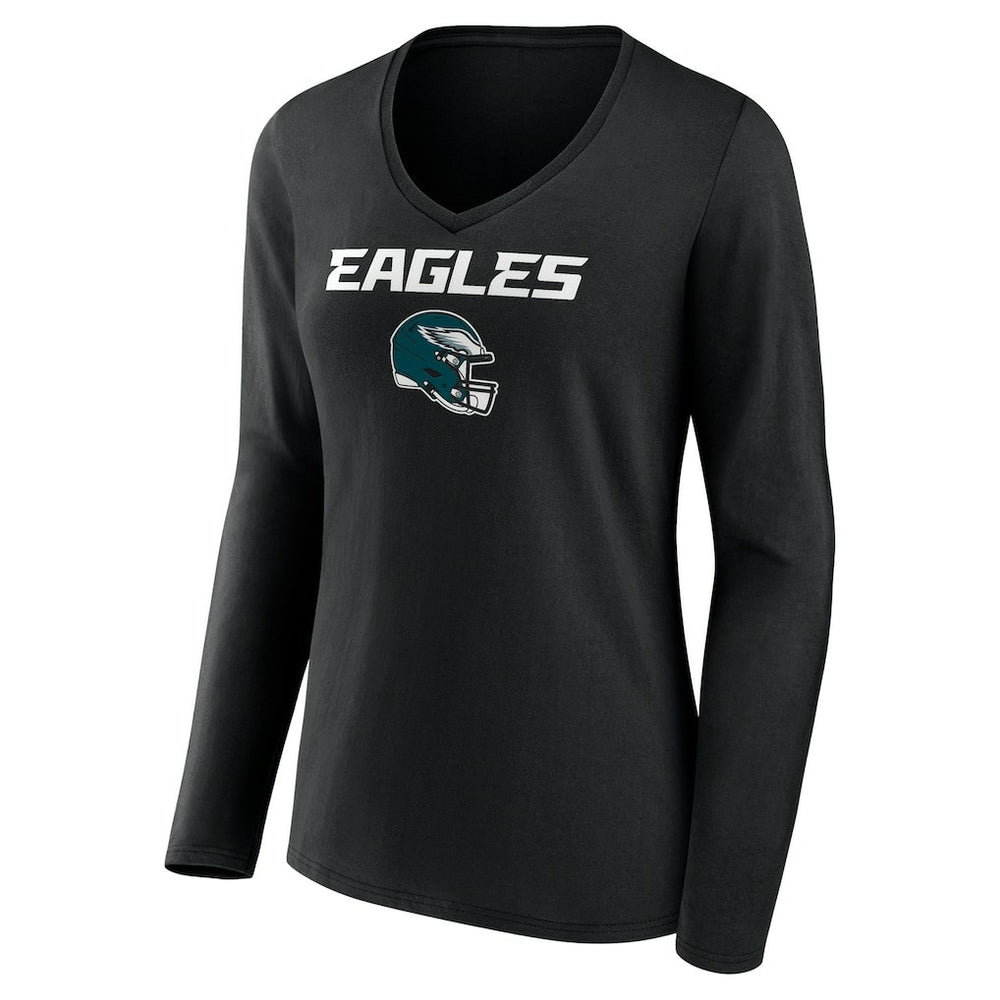 Saquon Barkley  Women's Name & Number Team Wordmark Long Sleeve V-Neck T-Shirt - Philadelphia Eagles