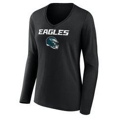 Saquon Barkley  Women's Name & Number Team Wordmark Long Sleeve V-Neck T-Shirt - Philadelphia Eagles