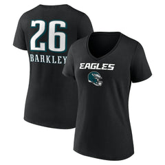 Saquon Barkley  Women's Name & Number Team Wordmark V-Neck T-Shirt - Philadelphia Eagles