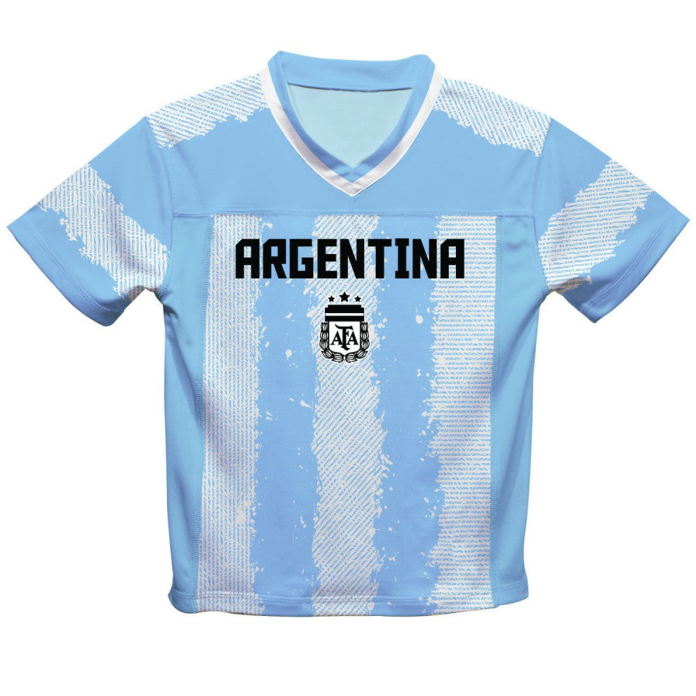 Lionel Messi Argentina National Team Vive La Fete Youth Painted Stripes Football Jersey -  Light Blue