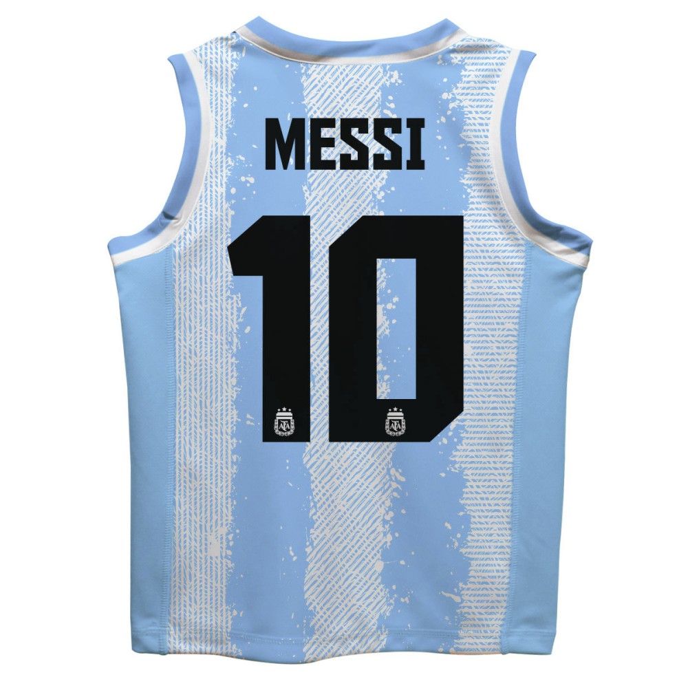 Lionel Messi Argentina National Team Vive La Fete Youth Painted Stripes Basketball Jersey -  Light Blue