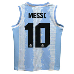 Lionel Messi Argentina National Team Vive La Fete Youth Painted Stripes Basketball Jersey -  Light Blue