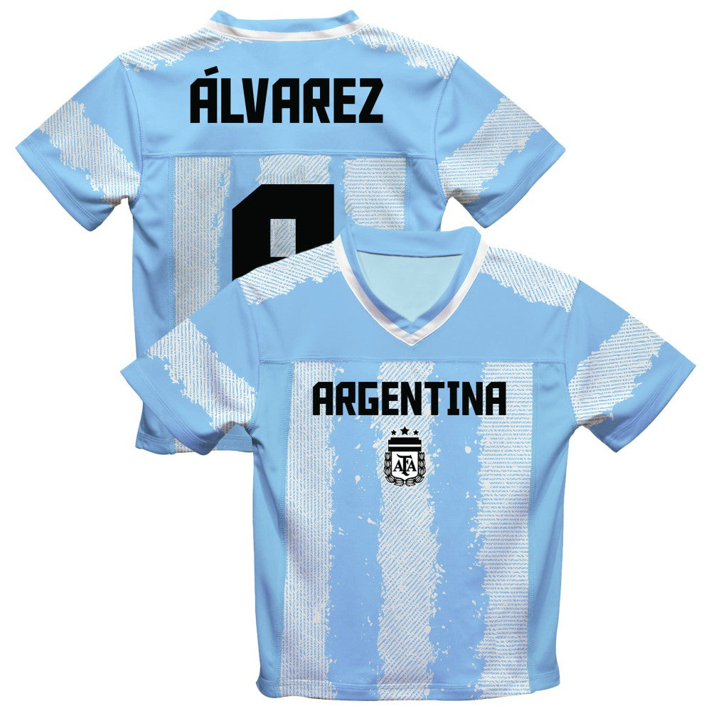 Julián Álvarez Argentina National Team Vive La Fete Football Jersey -  Light Blue