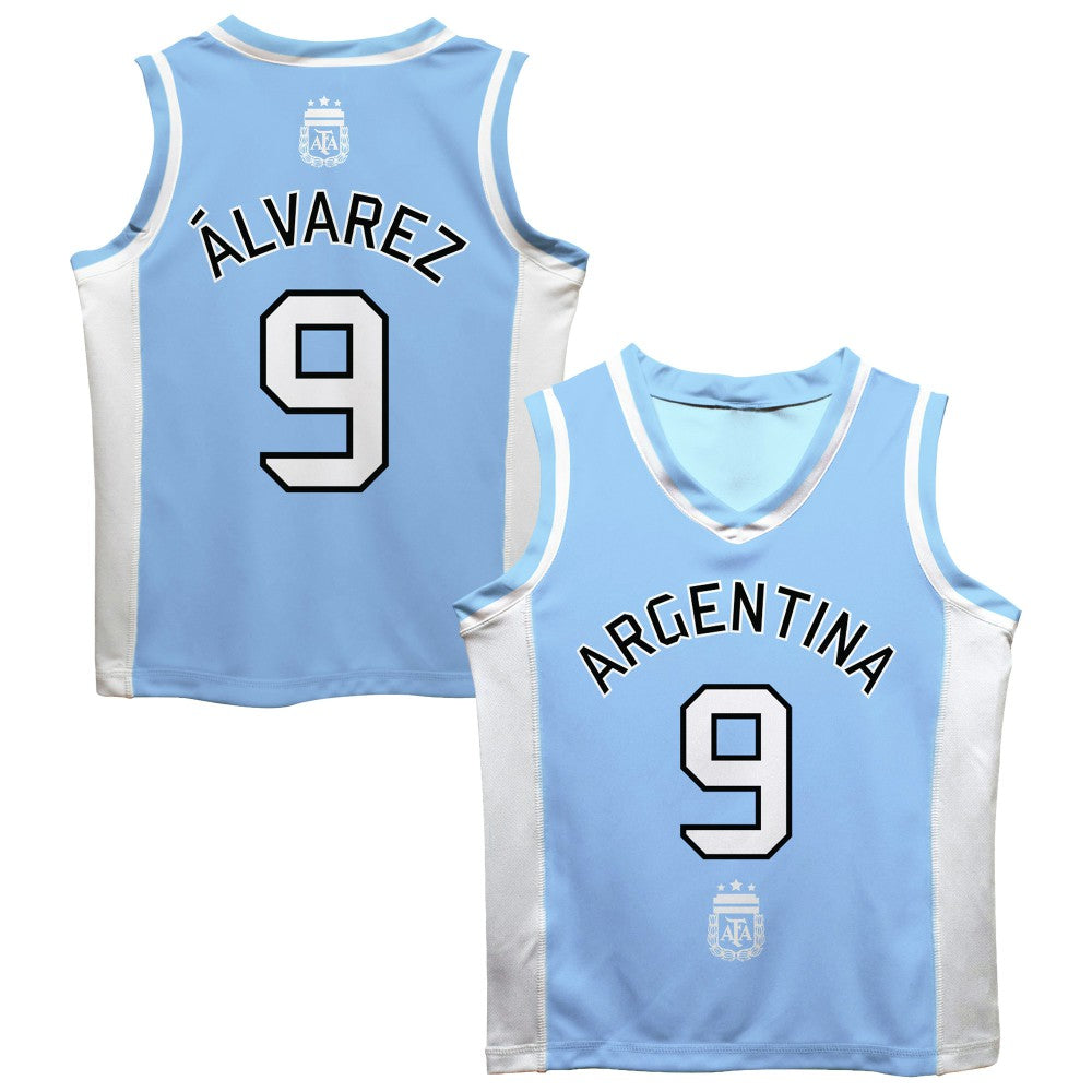 Julián Álvarez Argentina National Team Vive La Fete Mesh Basketball Jersey -  Light Blue