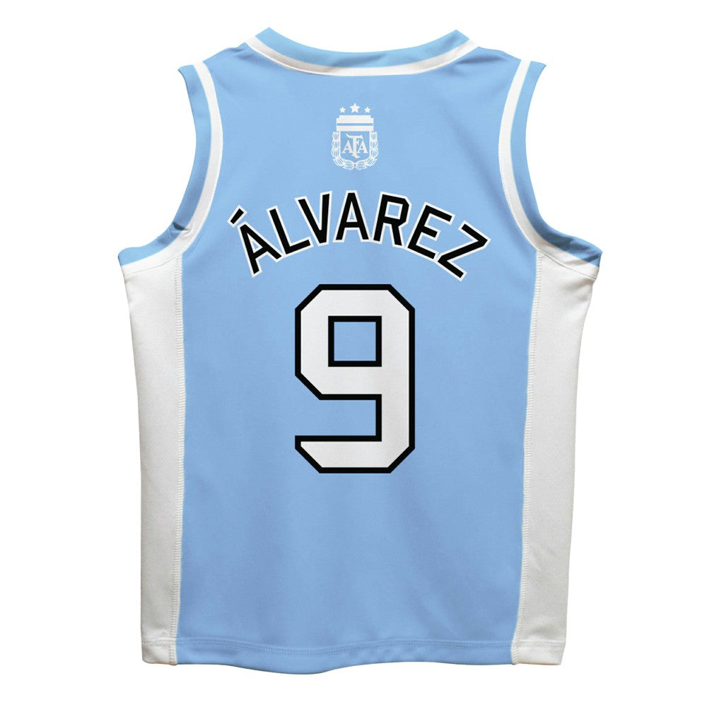 Julián Álvarez Argentina National Team Vive La Fete Mesh Basketball Jersey -  Light Blue