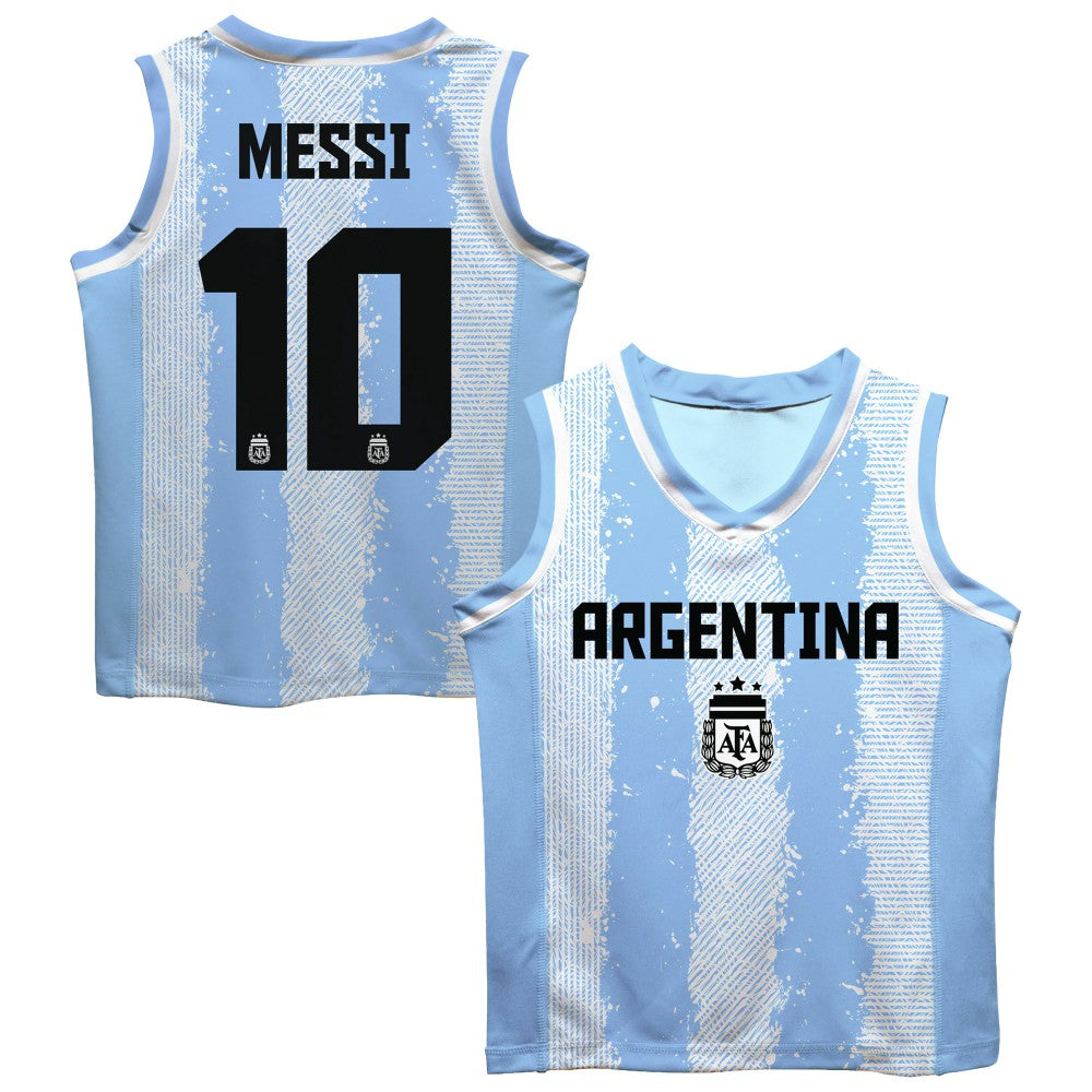 Lionel Messi Argentina National Team Vive La Fete Mesh Basketball Jersey -  Light Blue
