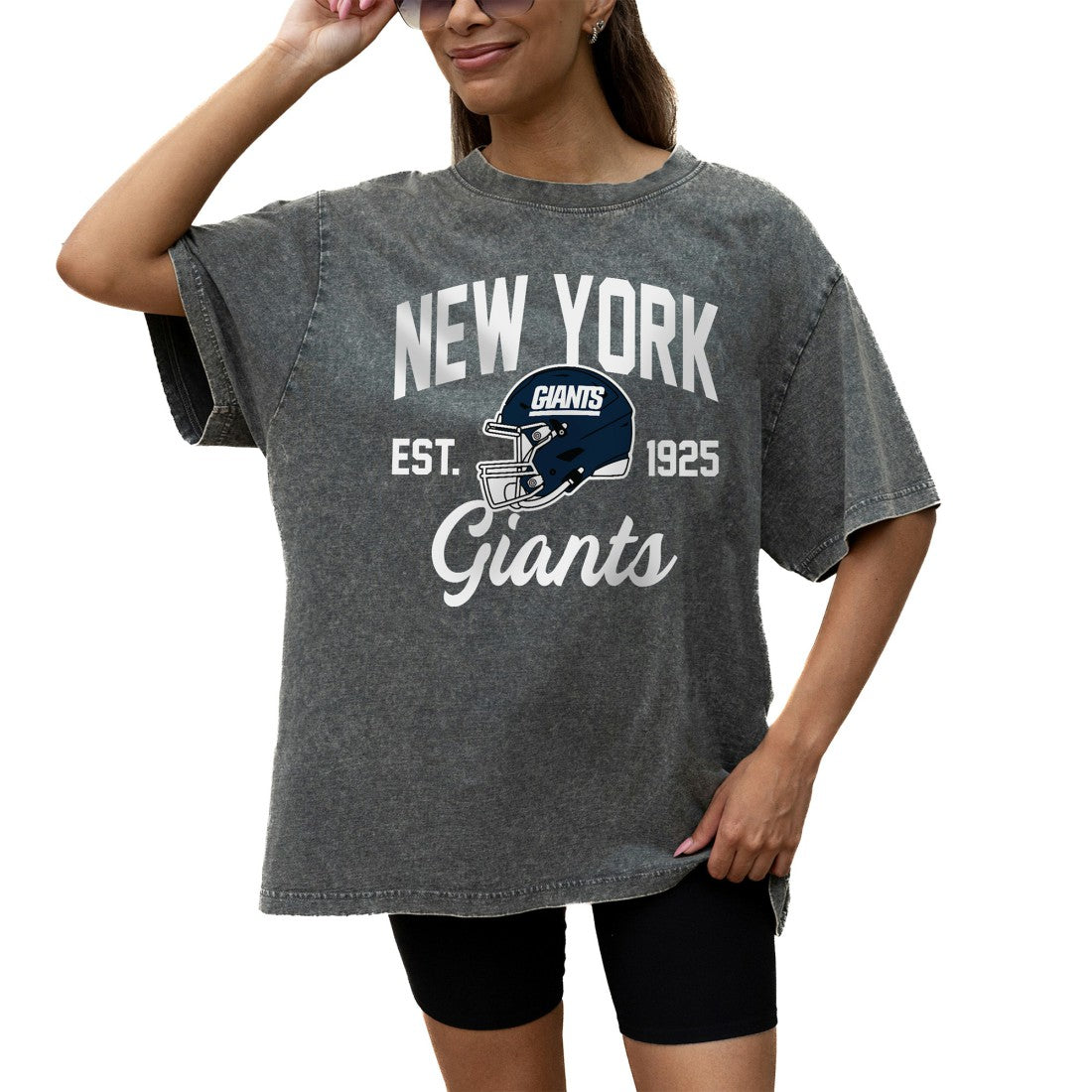 Gameday Couture Women's Throwback Oversized Snow Wash T-Shirt - New York Giants