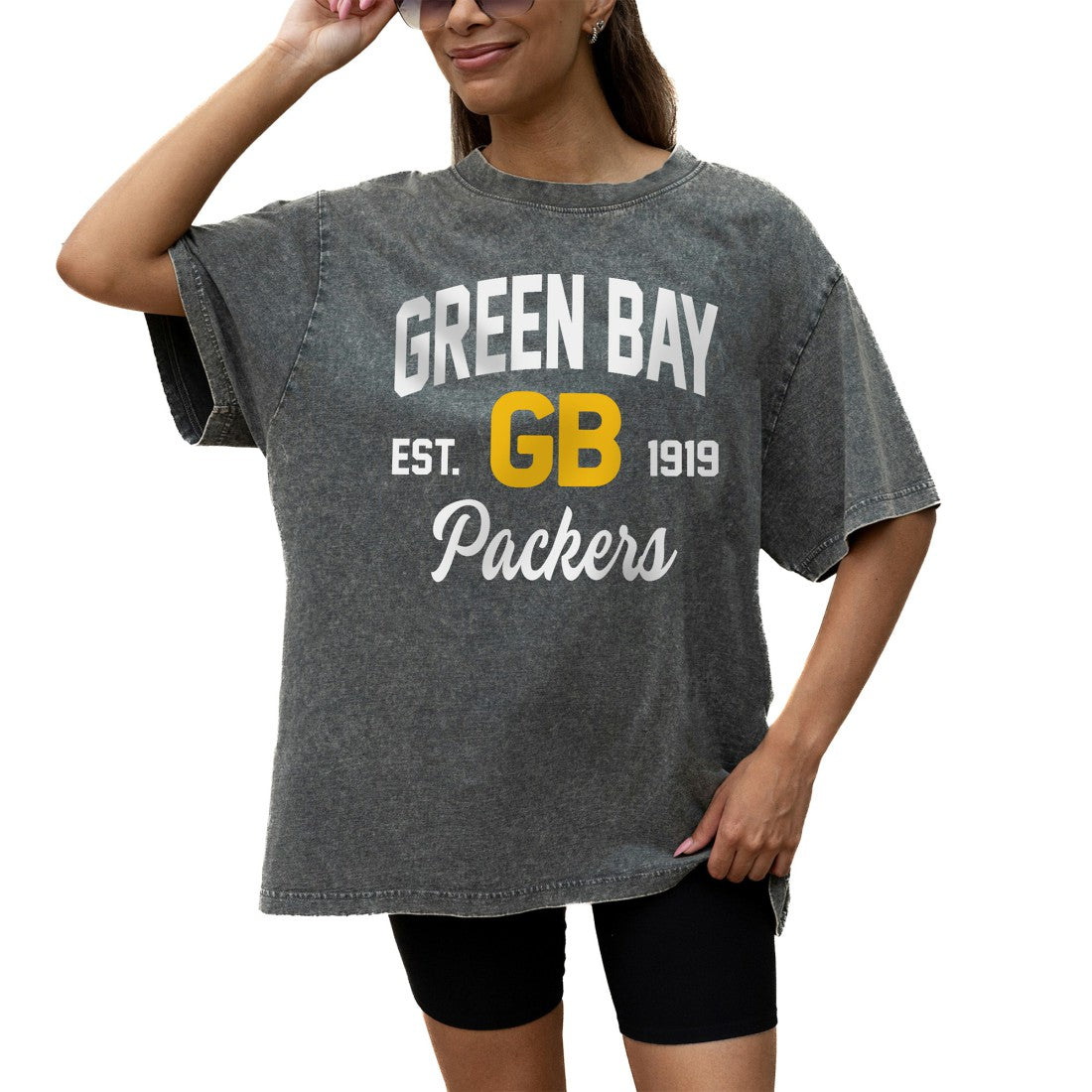 Gameday Couture Women's Throwback Oversized Snow Wash T-Shirt - Green Bay Packers