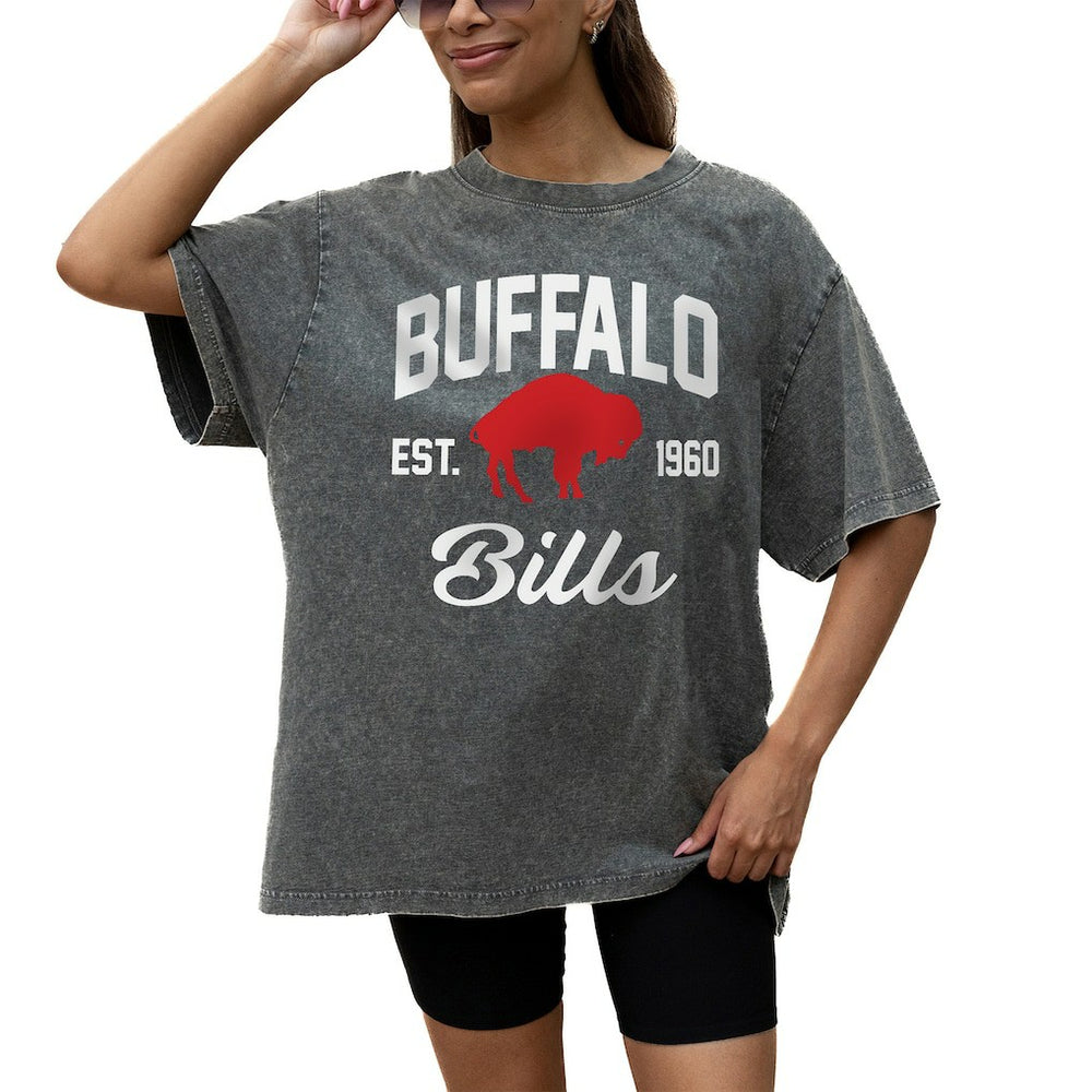 Gameday Couture Women's Throwback Oversized Snow Wash T-Shirt - Buffalo Bills